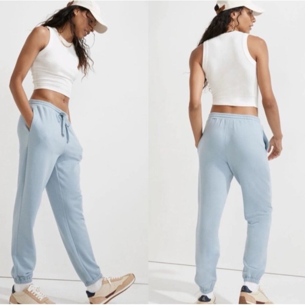 Madewell MWL Superbrushed Light Blue XL Jogger Sweatpants Drawstring Outdoor